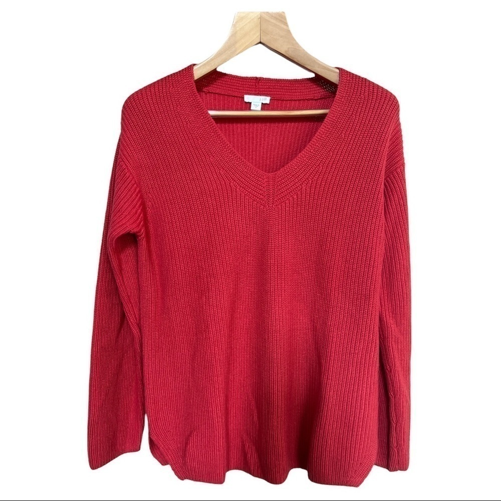 J.Jill Women’s Vneck Coral Knit Sweater, Size Small